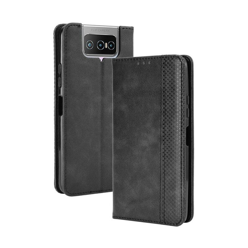 Schutzhülle Für Asus Zenfone 7 / 7 Pro Flip Case Stilisierter Vintage-ledereffekt