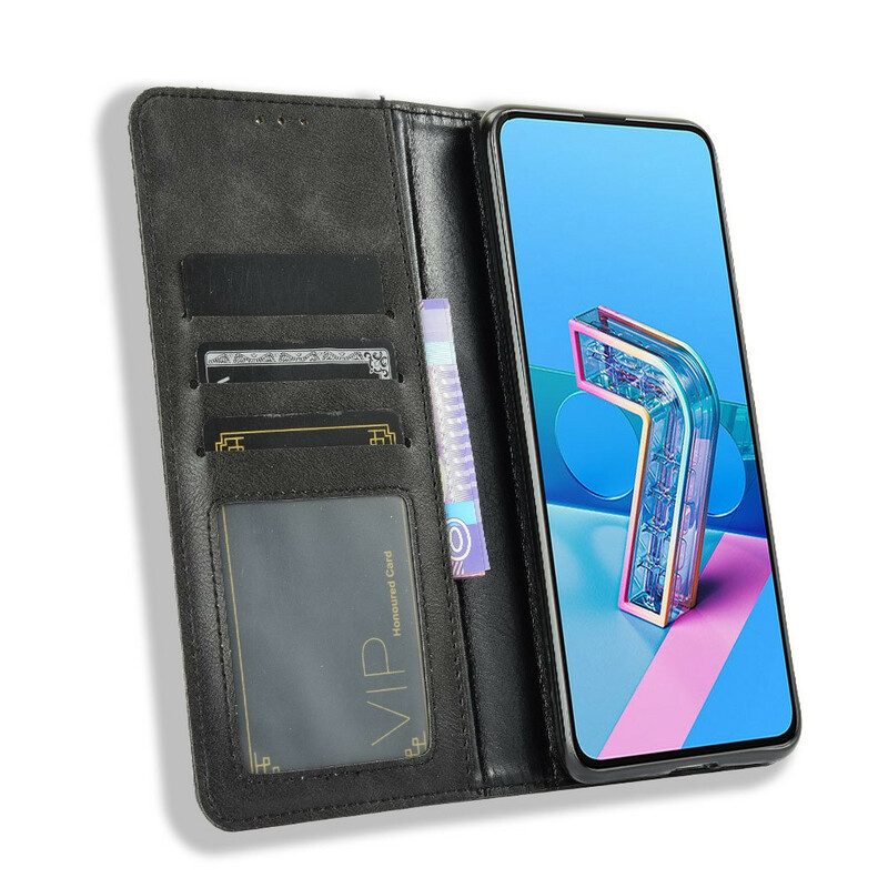 Schutzhülle Für Asus Zenfone 7 / 7 Pro Flip Case Stilisierter Vintage-ledereffekt