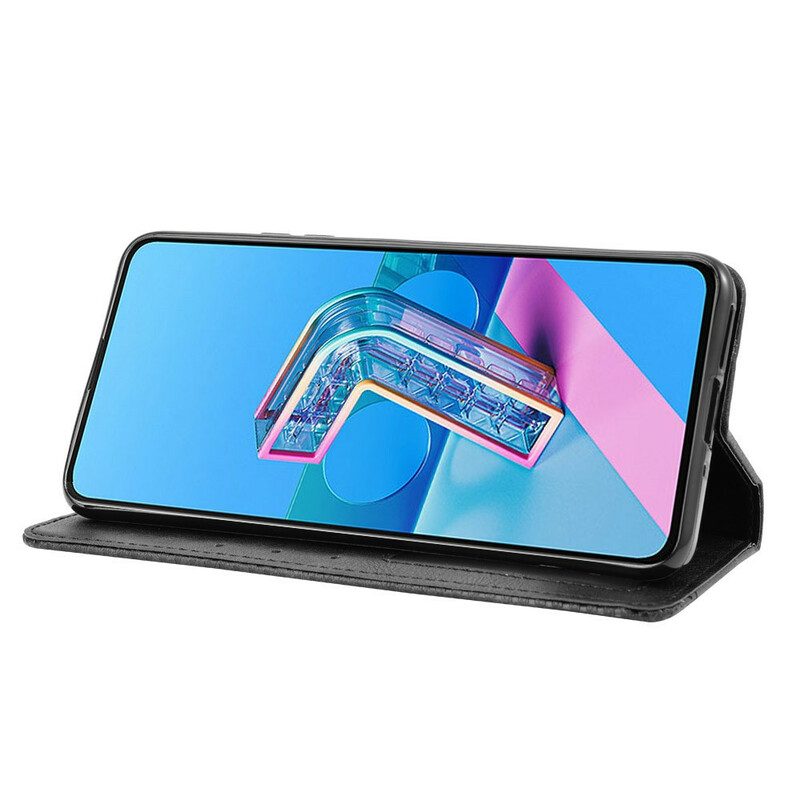 Schutzhülle Für Asus Zenfone 7 / 7 Pro Flip Case Stilisierter Vintage-ledereffekt