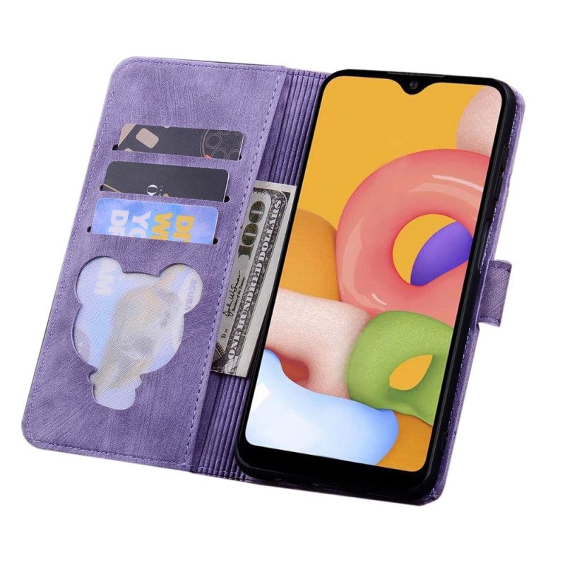 Flip Case Für Samsung Galaxy A34 5G Mit Kordel Blumen-tanga-katze