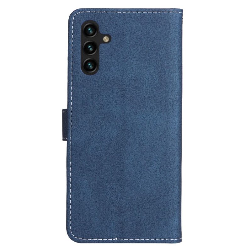 Flip Case Für Samsung Galaxy A34 5G Mit Kordel Dreifarbiges Armband