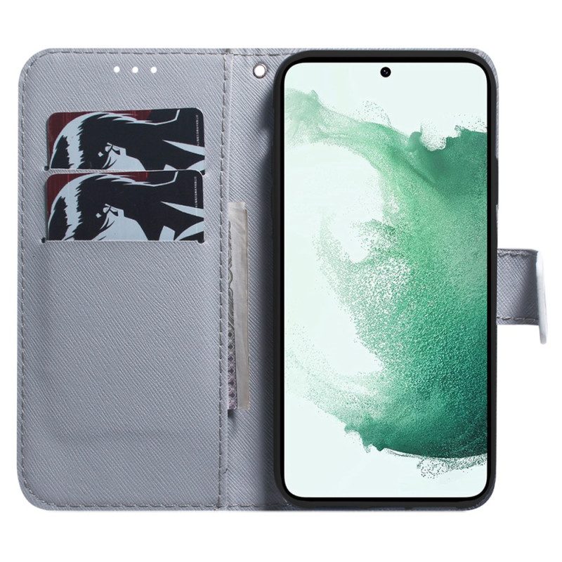 Flip Case Für Samsung Galaxy A34 5G Mit Kordel Lustiger Mops Mit Riemen