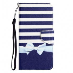 Flip Case Für Samsung Galaxy A34 5G Mit Kordel Marineblaues Armband