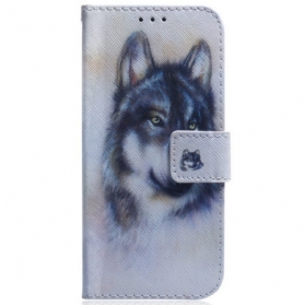 Flip Case Für Samsung Galaxy A34 5G Mit Kordel Riemchen-aquarell-wolf