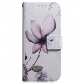 Flip Case Für Samsung Galaxy A34 5G Mit Kordel Vintage Riemchenblume