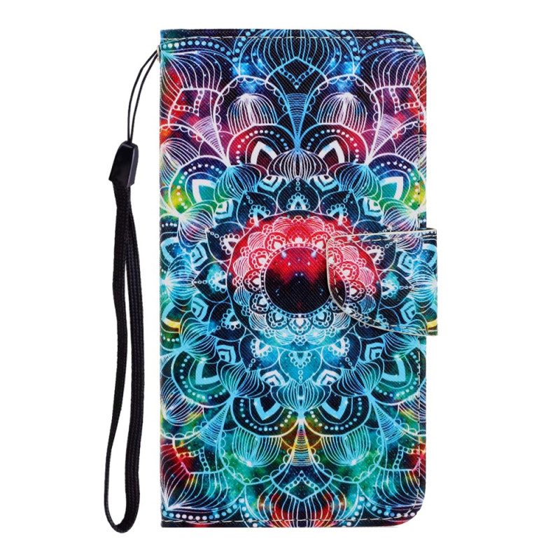 Flip Case Für Samsung Galaxy A34 5G Weißer Tiger Mit Schlüsselband