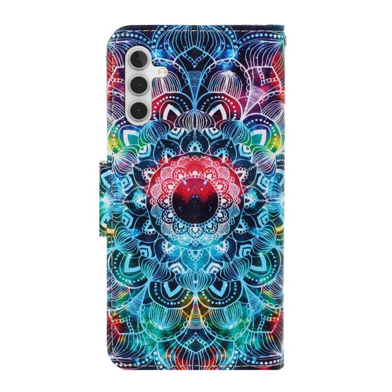 Flip Case Für Samsung Galaxy A34 5G Weißer Tiger Mit Schlüsselband