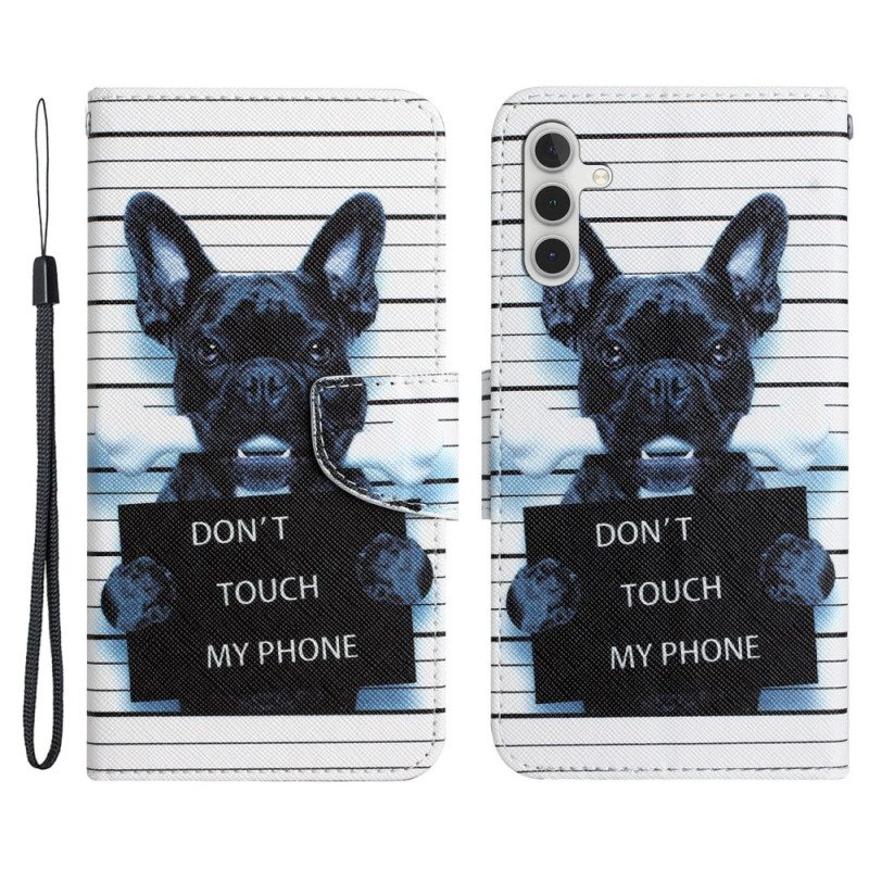 Lederhüllen Für Samsung Galaxy A34 5G Mit Kordel Hund Nicht Berühren Mit Lanyard