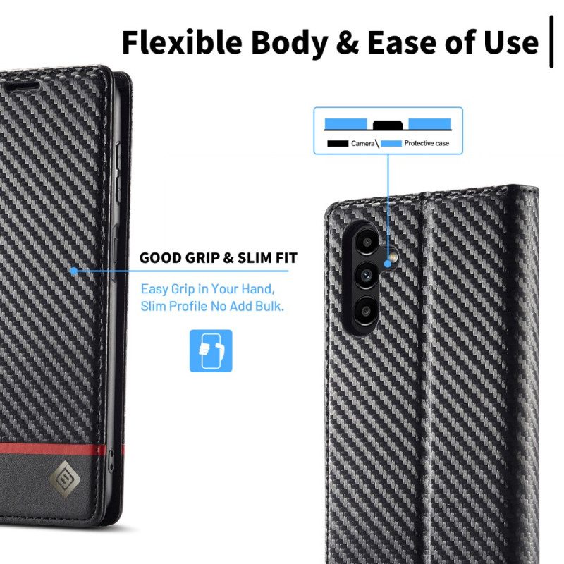 Schutzhülle Für Samsung Galaxy A34 5G Flip Case Kohlefaser Lc.imeeke