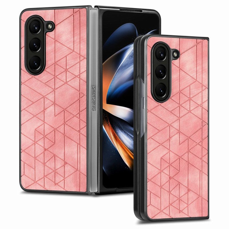 Hülle Samsung Galaxy Z Fold 5 Geometrische Muster Aus Kunstleder