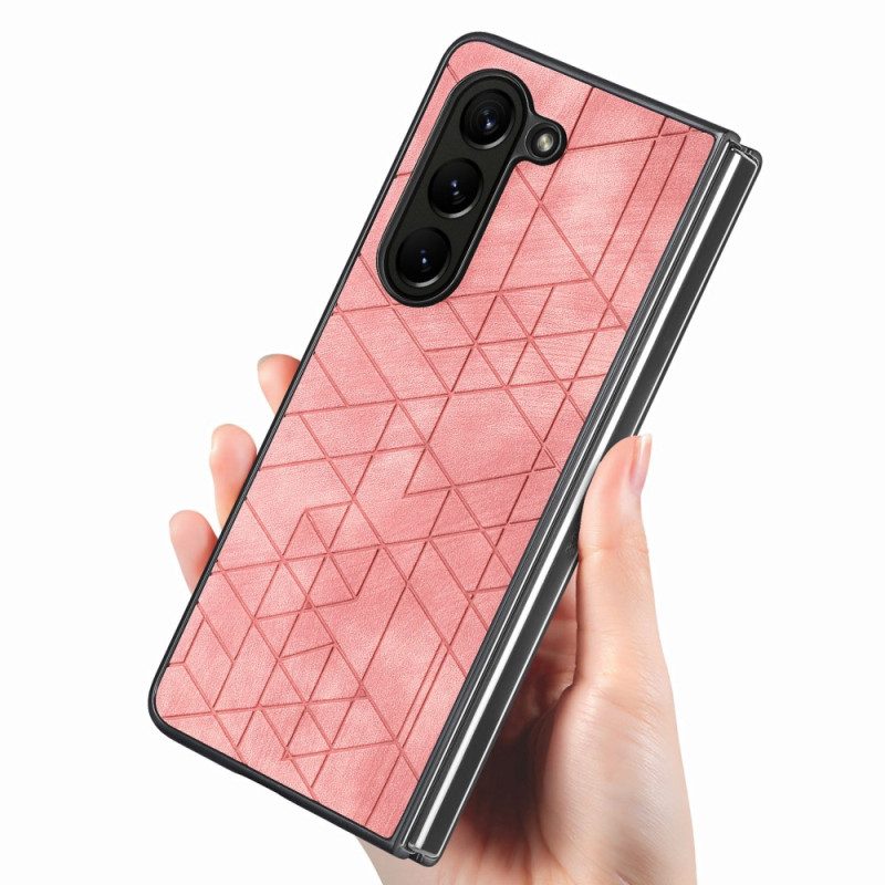 Hülle Samsung Galaxy Z Fold 5 Geometrische Muster Aus Kunstleder