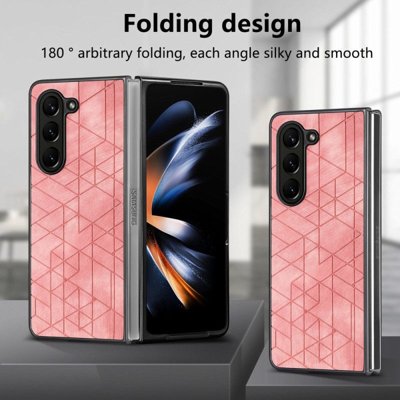 Hülle Samsung Galaxy Z Fold 5 Geometrische Muster Aus Kunstleder