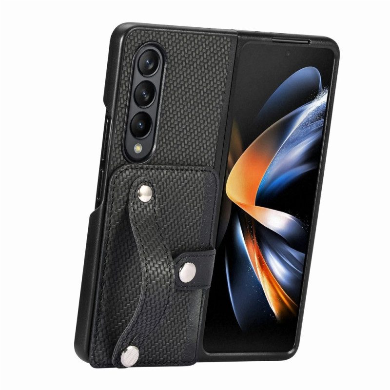 Hülle Samsung Galaxy Z Fold 5 Kartenhalter Und Riemen Aus Kohlefaser