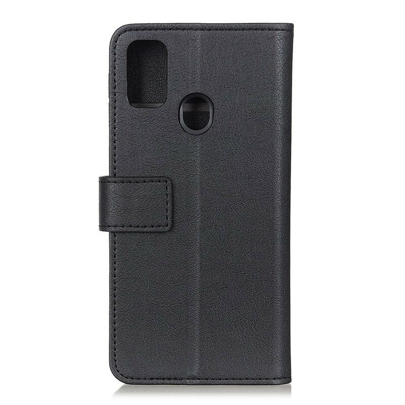 Flip Case Für Xiaomi Redmi 9C Einfacher Glänzender Ledereffekt