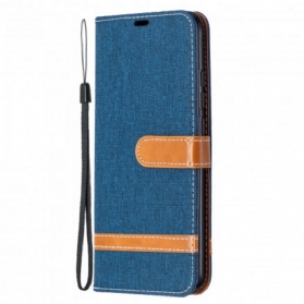 Flip Case Für Xiaomi Redmi 9C Mit Kordel Armband In Stoff- Und Lederoptik