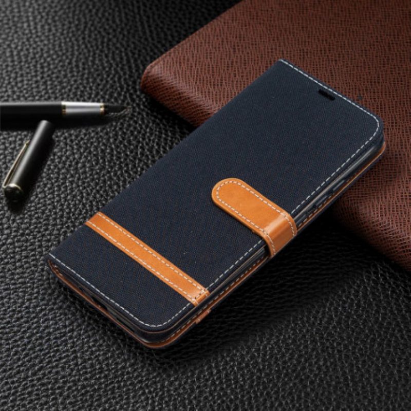 Flip Case Für Xiaomi Redmi 9C Mit Kordel Armband In Stoff- Und Lederoptik