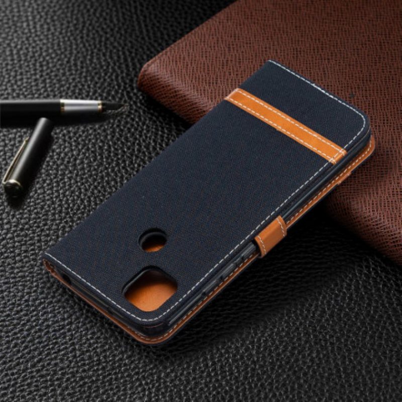 Flip Case Für Xiaomi Redmi 9C Mit Kordel Armband In Stoff- Und Lederoptik