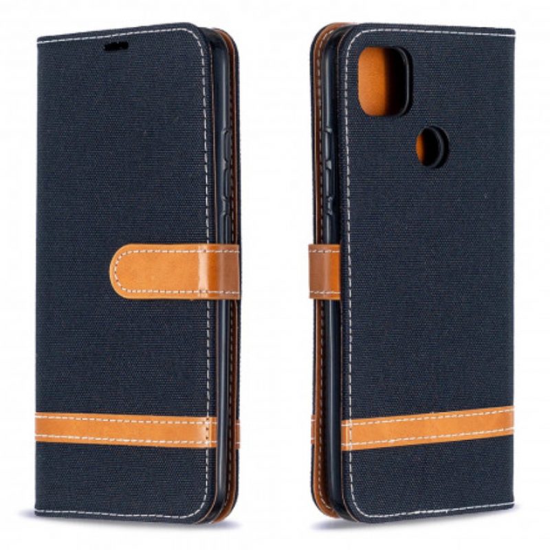 Flip Case Für Xiaomi Redmi 9C Mit Kordel Armband In Stoff- Und Lederoptik