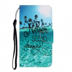 Flip Case Für Xiaomi Redmi 9C Mit Kordel Never Stop Dreaming Navy Strappy