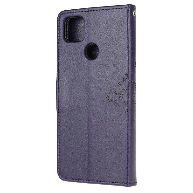 Flip Case Für Xiaomi Redmi 9C Mit Kordel Tangabaum Und Eulen