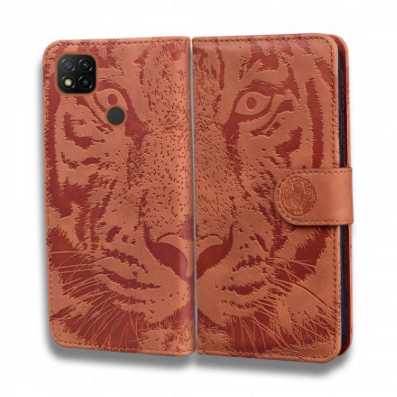 Flip Case Für Xiaomi Redmi 9C Tiger-gesichtsdruck