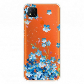 Handyhülle Für Xiaomi Redmi 9C Strauß Blauer Blumen