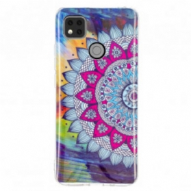 Hülle Für Xiaomi Redmi 9C Fluoreszierendes Buntes Mandala