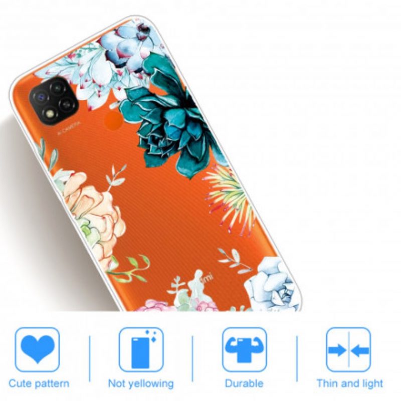 Hülle Für Xiaomi Redmi 9C Nahtlose Aquarellblumen