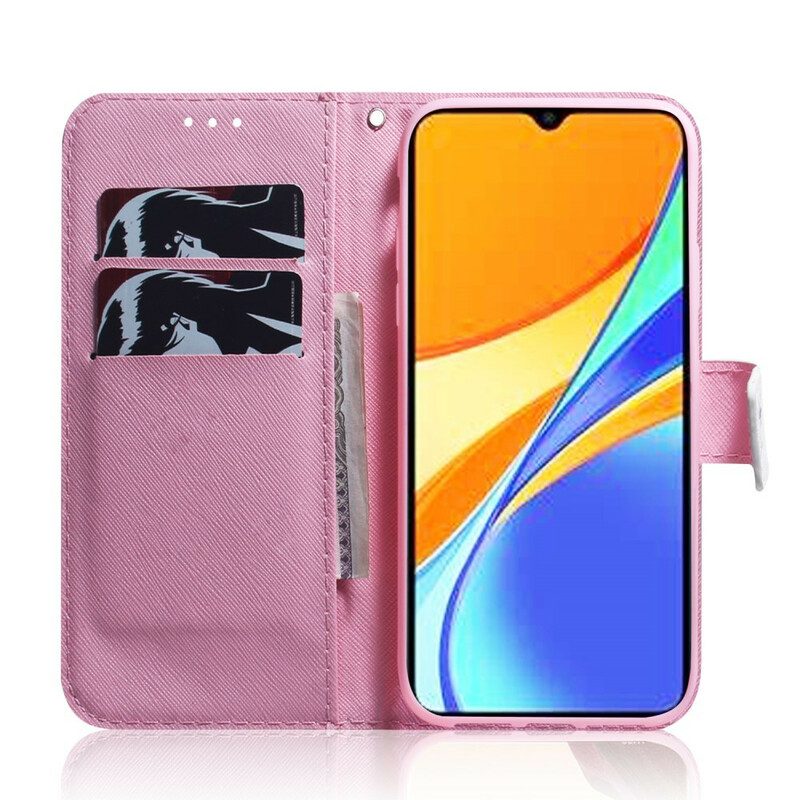 Lederhüllen Für Xiaomi Redmi 9C Blume Staubiges Rosa