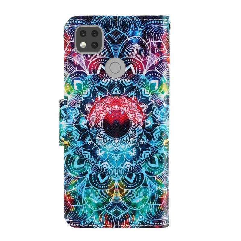 Lederhüllen Für Xiaomi Redmi 9C Mit Kordel Auffälliges Riemchen-mandala