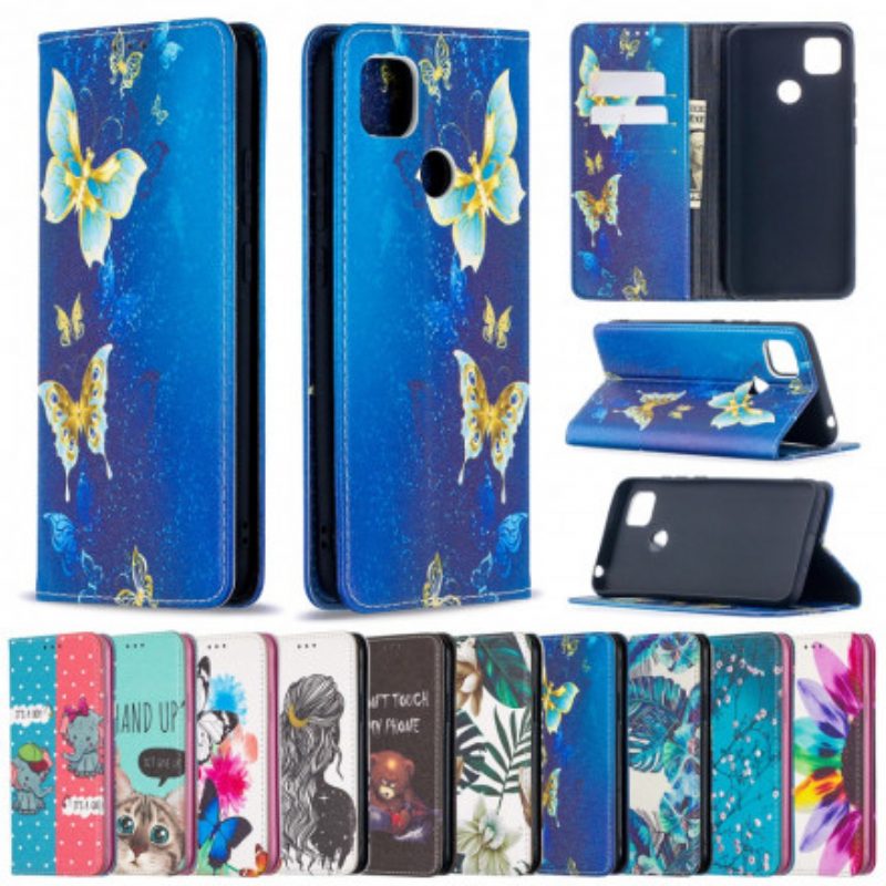 Schutzhülle Für Xiaomi Redmi 9C Flip Case Bunte Schmetterlinge