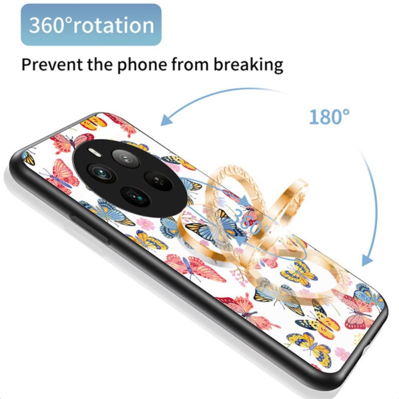 Hülle Realme 12 Pro / 12 Pro Plus Handyhülle Butterfly-serie Mit Ringhalterung Aus Gehärtetem Glas