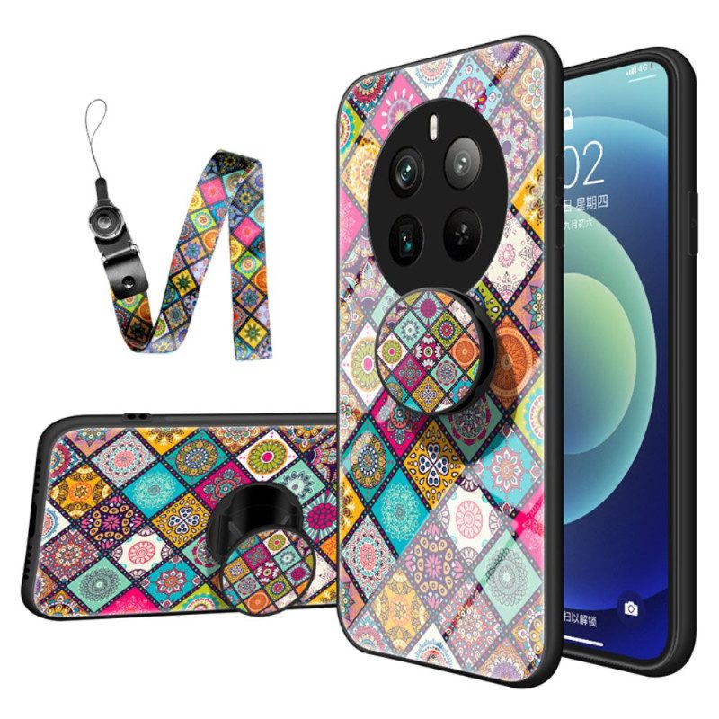 Hülle Realme 12 Pro / 12 Pro Plus Patchwork-unterstützung Und Lanyard