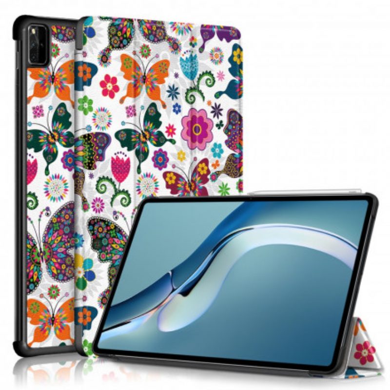 Schutzhülle Für Huawei MatePad Pro 12.6 (2021) Verbesserte Retro-schmetterlinge Und Blumen