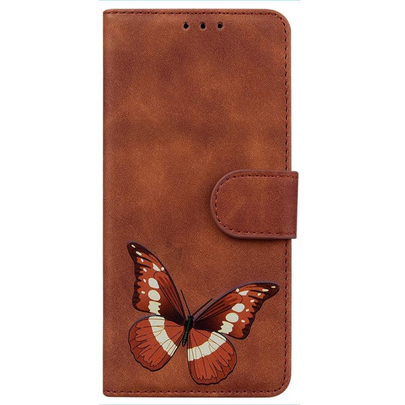 Flip Case Für Realme C31 Schmetterling Aus Kunstleder