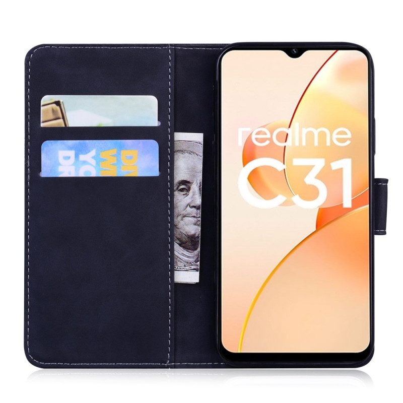 Lederhüllen Für Realme C31 Tiger-gesichtsdruck