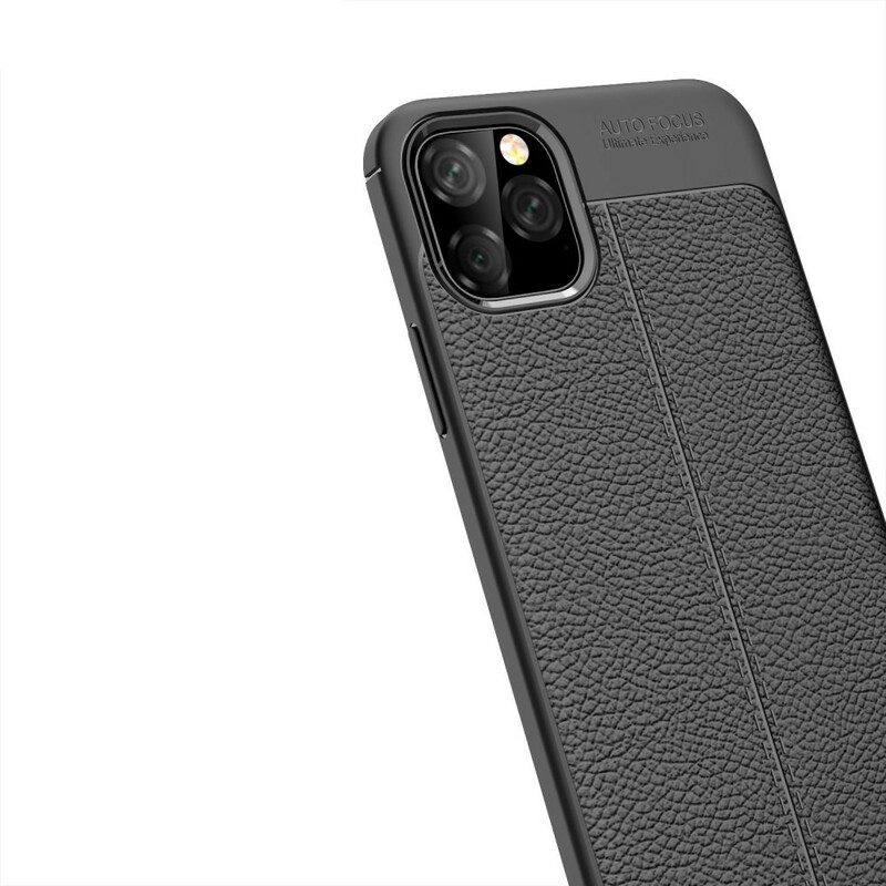 Hülle Für iPhone 11 Pro Max Doppellinien-litschi-ledereffekt