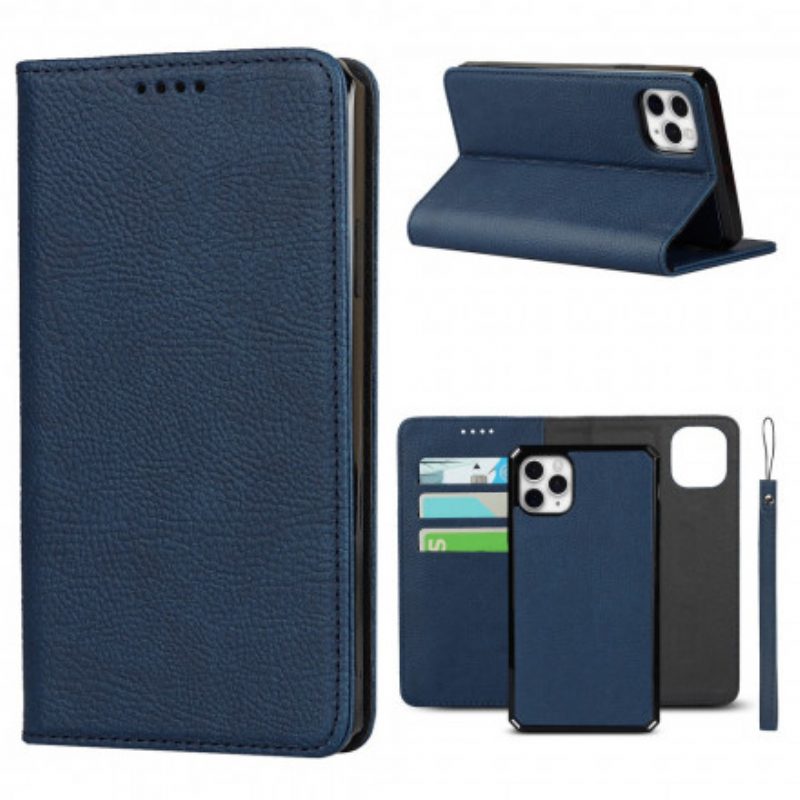 Hülle Für iPhone 11 Pro Max Flip Case Abnehmbares Echtes Litschi-leder