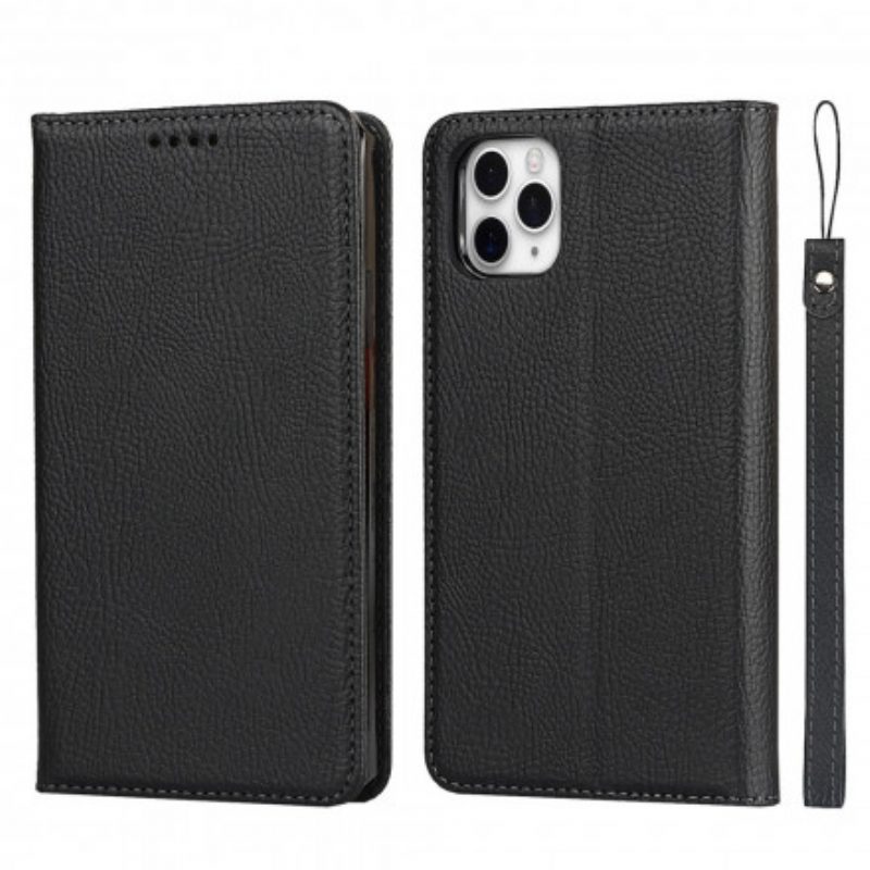 Hülle Für iPhone 11 Pro Max Flip Case Abnehmbares Echtes Litschi-leder