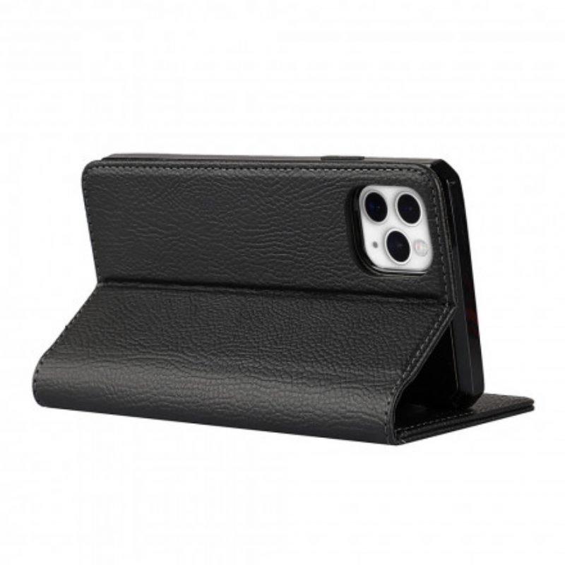 Hülle Für iPhone 11 Pro Max Flip Case Abnehmbares Echtes Litschi-leder