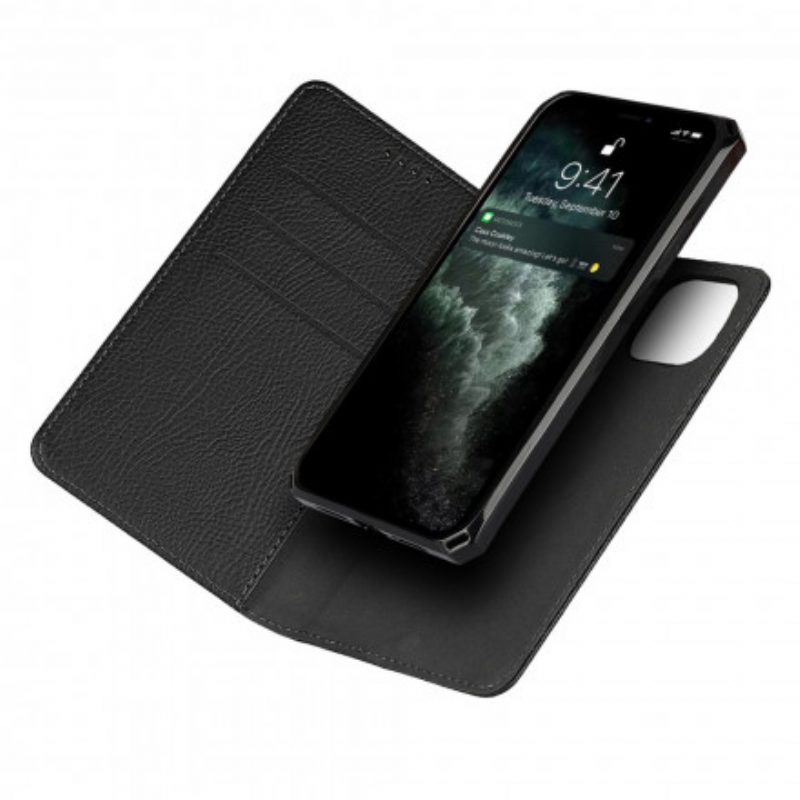 Hülle Für iPhone 11 Pro Max Flip Case Abnehmbares Echtes Litschi-leder