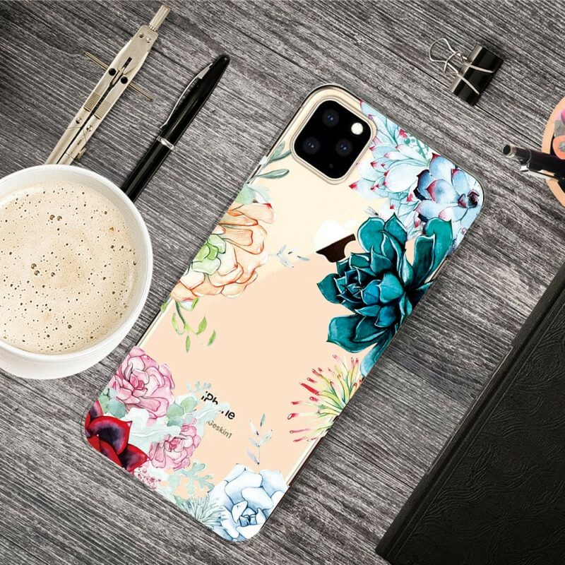 Hülle Für iPhone 11 Pro Max Nahtlose Aquarellblumen