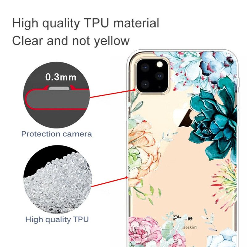 Hülle Für iPhone 11 Pro Max Nahtlose Aquarellblumen