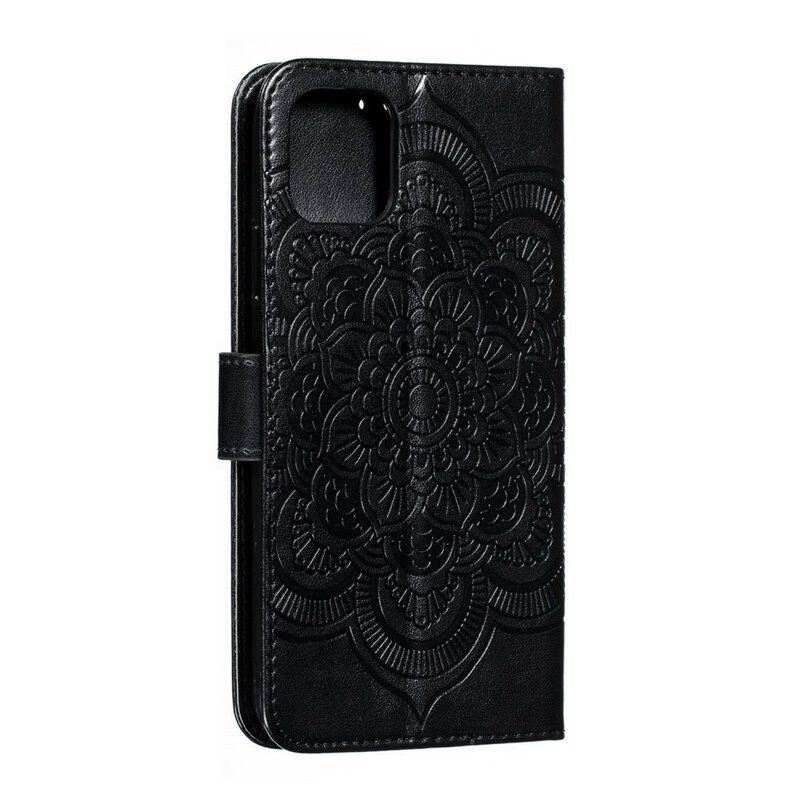 Lederhüllen Für iPhone 11 Pro Max Mit Kordel Mandala Mit Vollem Riemen