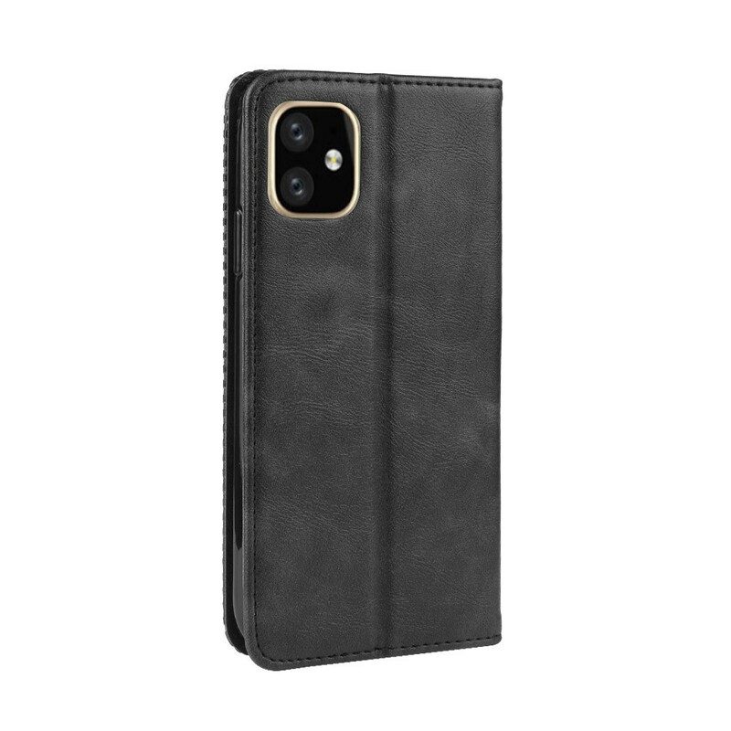 Schutzhülle Für iPhone 11 Pro Max Flip Case Stilisierter Vintage-ledereffekt