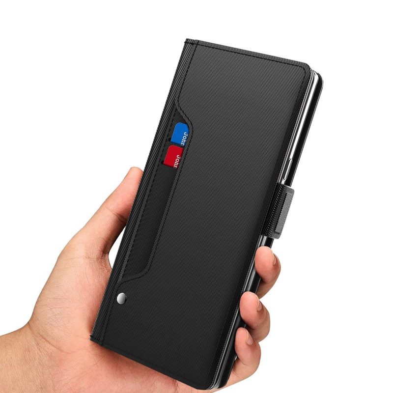 Flip Case Für Xiaomi Redmi Note 12 5G Abnehmbarer Spiegel Und Kartenhalter