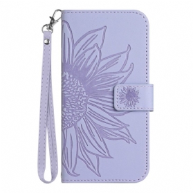 Flip Case Für Xiaomi Redmi Note 12 5G Blume Mit Schlüsselband