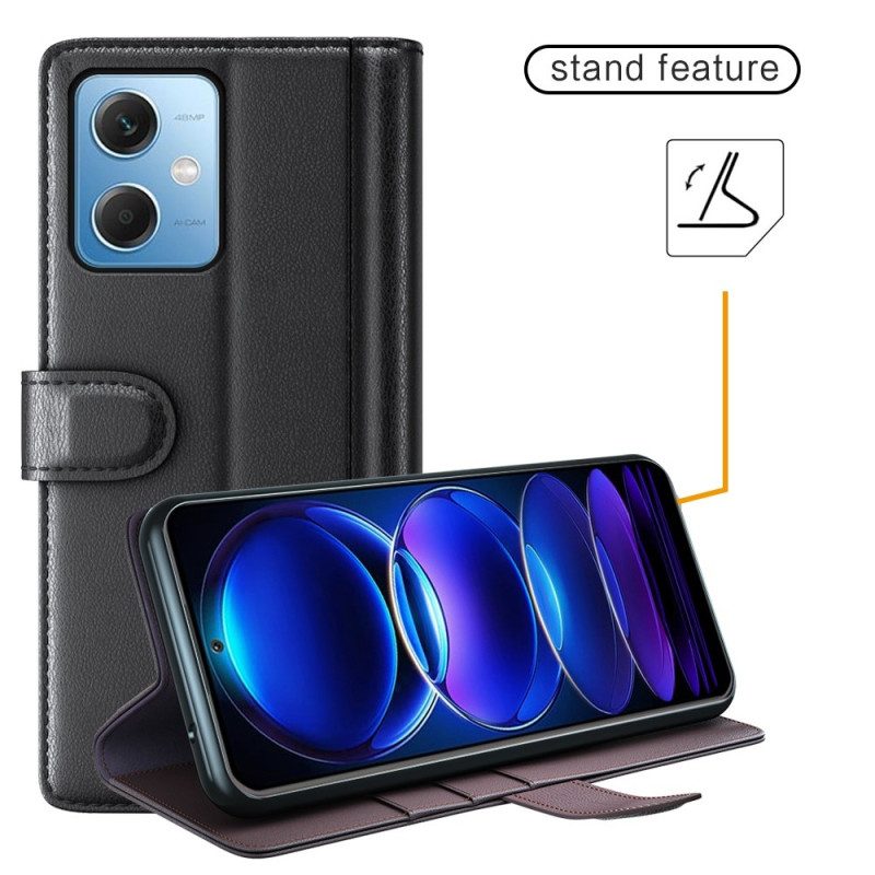 Flip Case Für Xiaomi Redmi Note 12 5G Echtes Leder