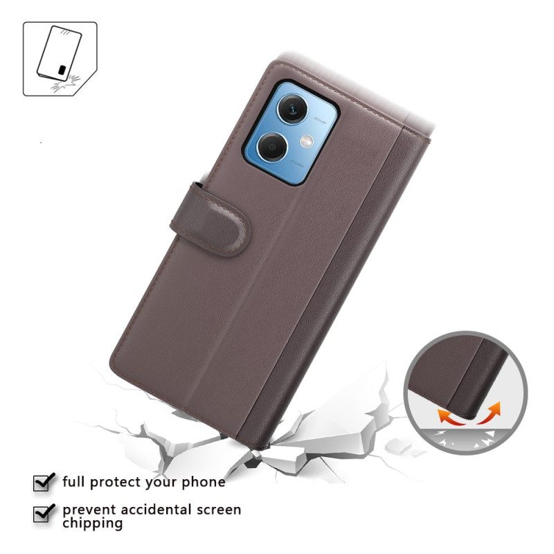 Flip Case Für Xiaomi Redmi Note 12 5G Echtes Leder