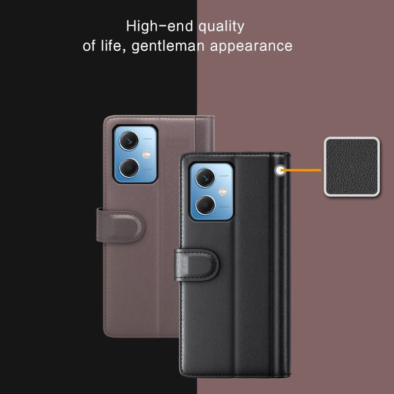 Flip Case Für Xiaomi Redmi Note 12 5G Echtes Leder